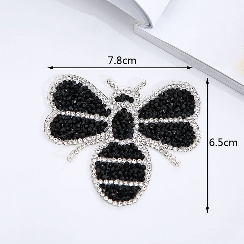 Yazon 4pcs Crystals Bee Patches Iron on Rhinestone Appliques Patch Transfer - Image 3